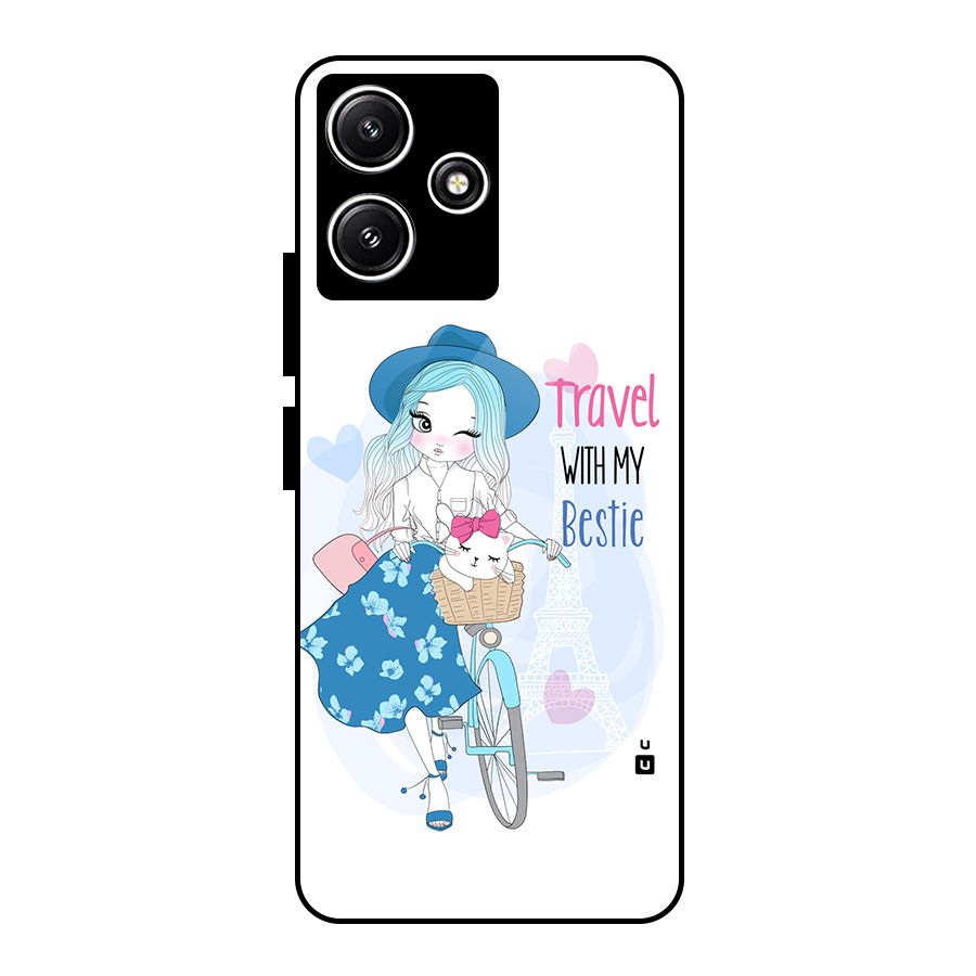 Travel With My Bestie Glass Back Case for Redmi 12 5G