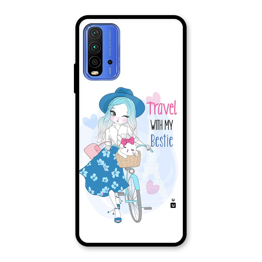Travel With My Bestie Glass Back Case for Redmi 9 Power