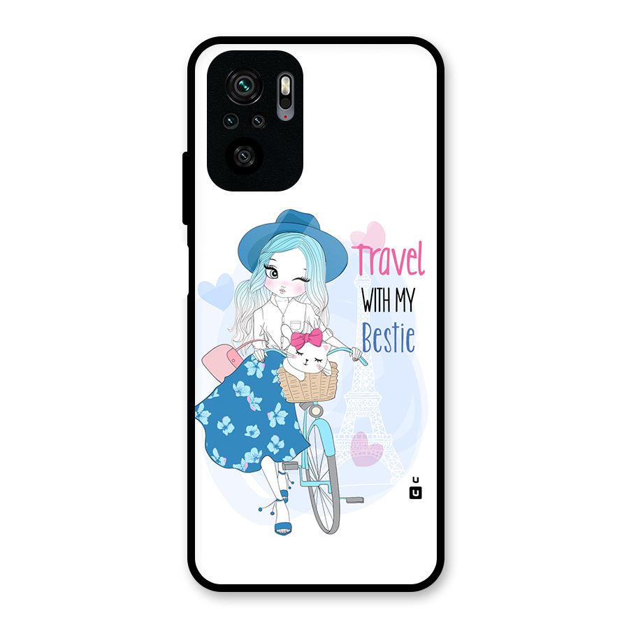 Travel With My Bestie Glass Back Case for Redmi Note 10