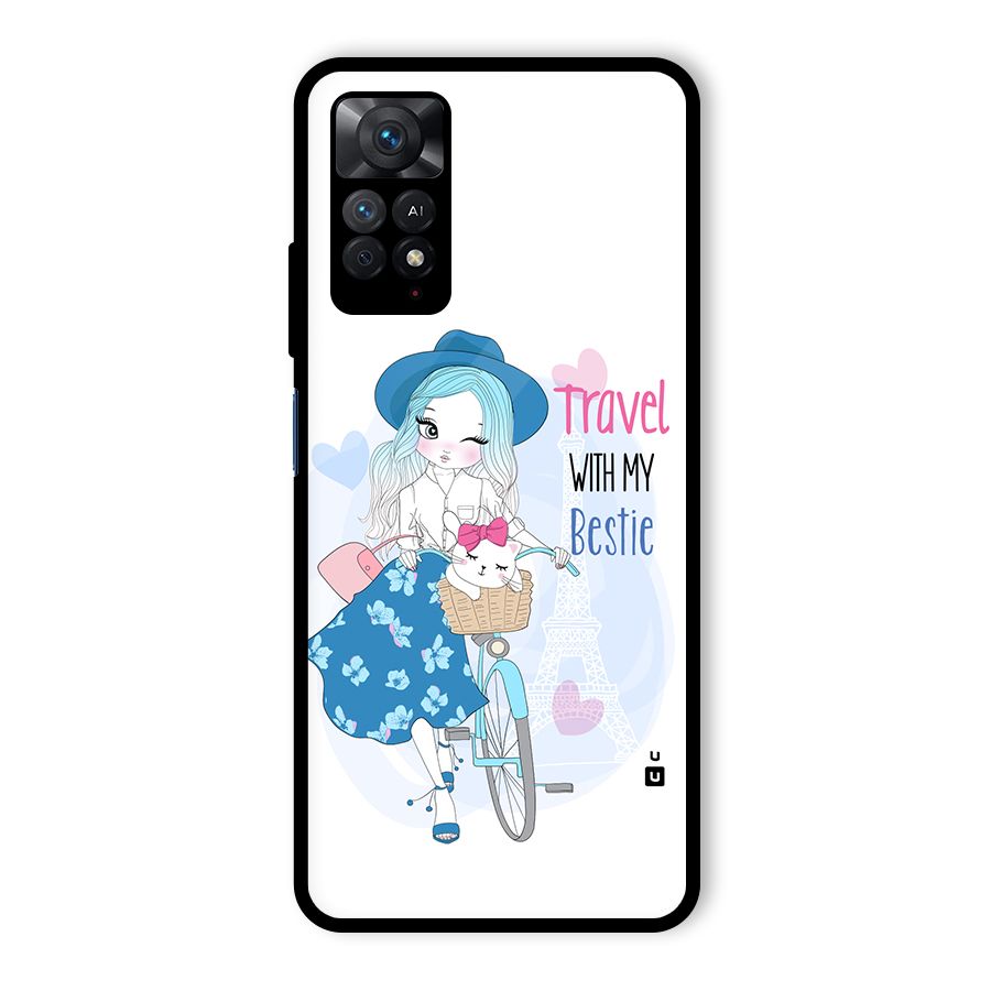 Travel With My Bestie Glass Back Case for Redmi Note 11 Pro Plus 5G