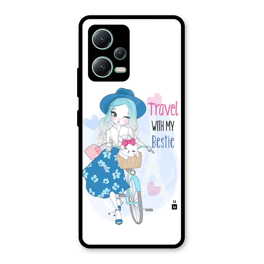 Travel With My Bestie Glass Back Case for Redmi Note 12 5G