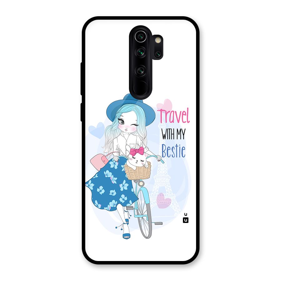Travel With My Bestie Glass Back Case for Redmi Note 8 Pro