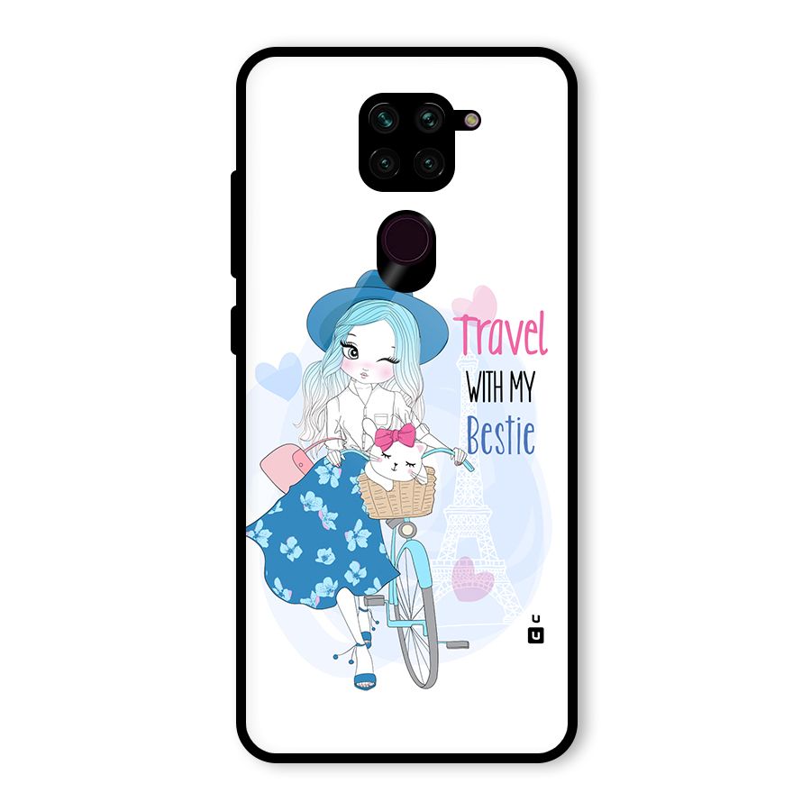 Travel With My Bestie Glass Back Case for Redmi Note 9
