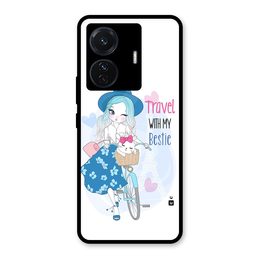 Travel With My Bestie Glass Back Case for Vivo T1 Pro