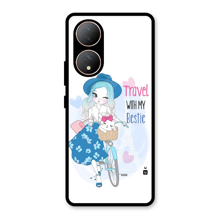 Travel With My Bestie Glass Back Case for Vivo T2