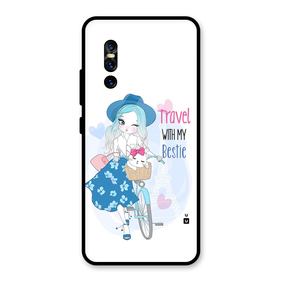 Travel With My Bestie Glass Back Case for Vivo V15 Pro