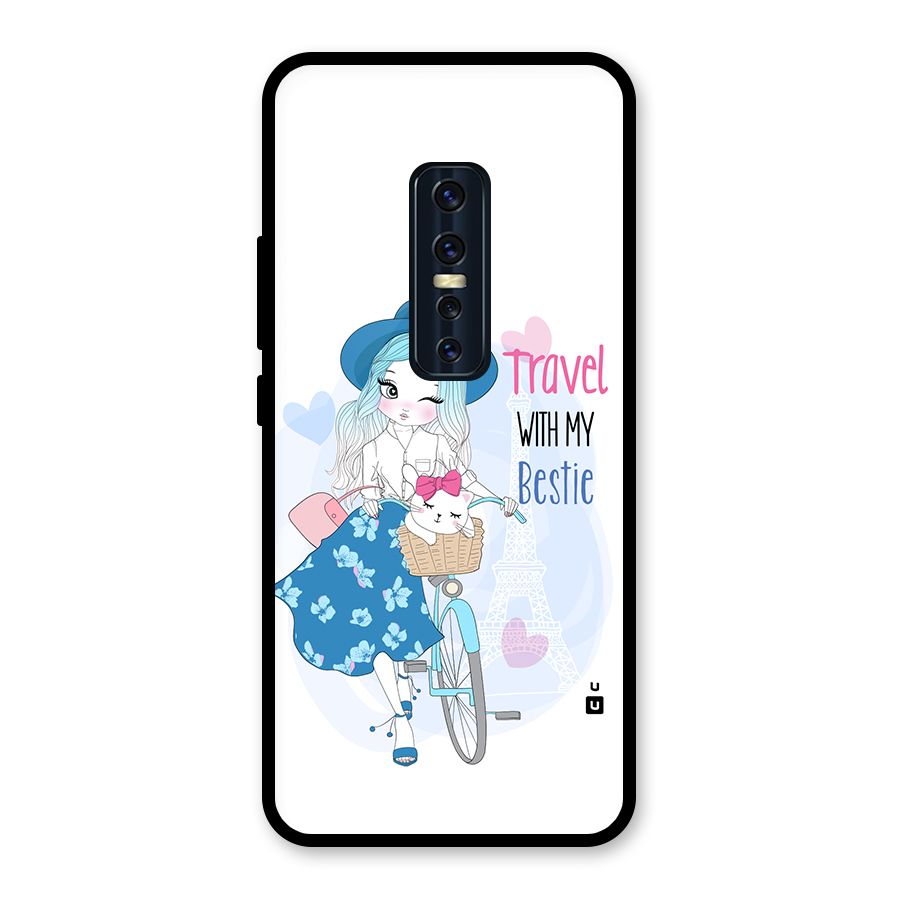 Travel With My Bestie Glass Back Case for Vivo V17 Pro