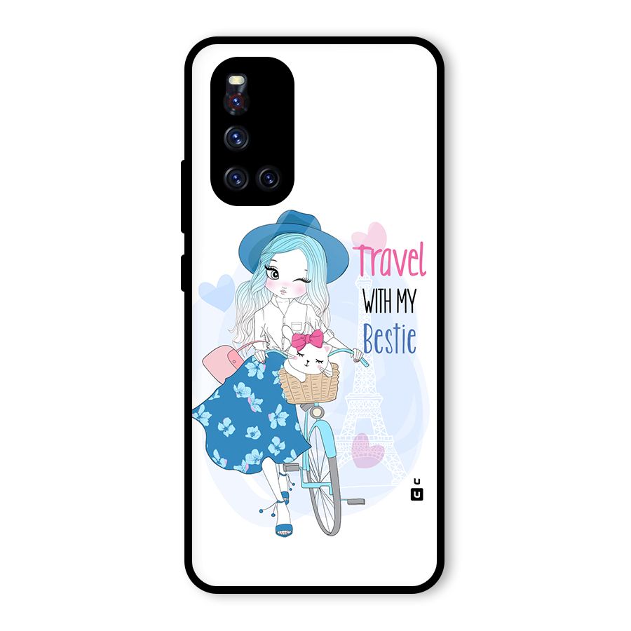 Travel With My Bestie Glass Back Case for Vivo V19