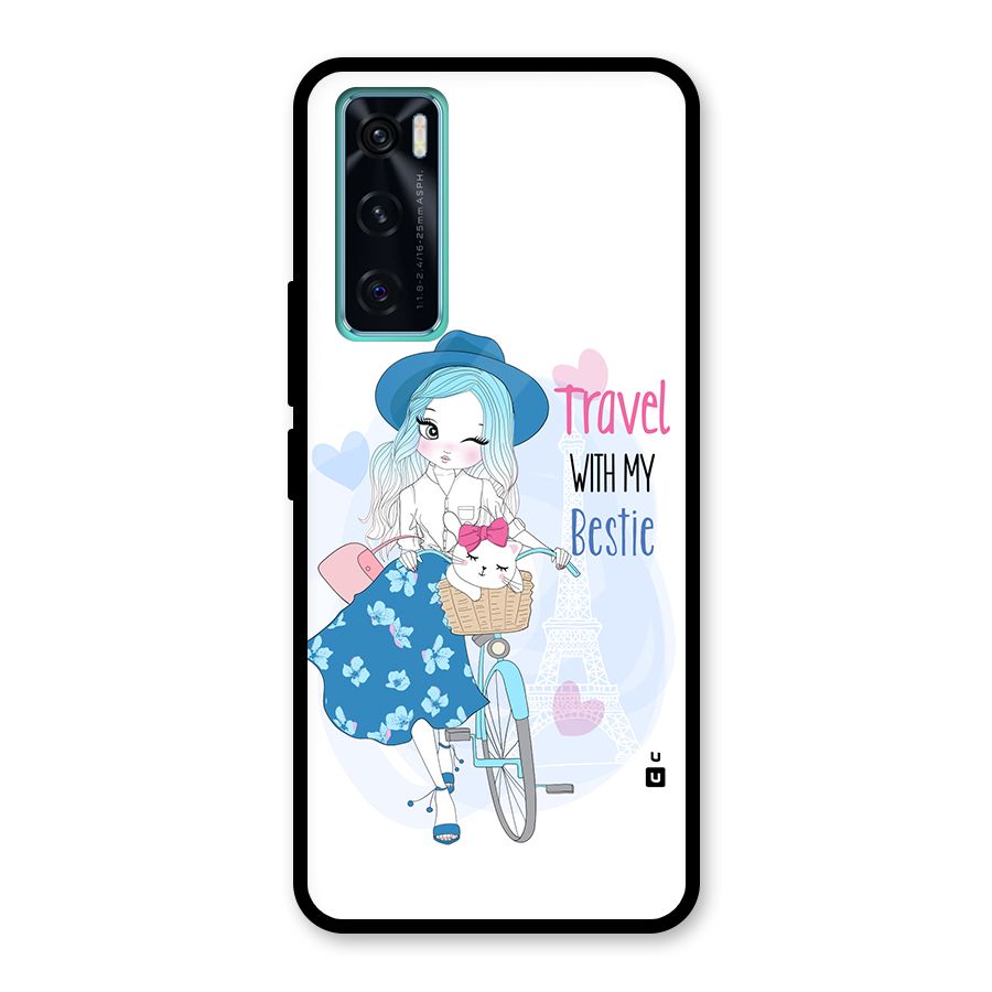 Travel With My Bestie Glass Back Case for Vivo V20 SE