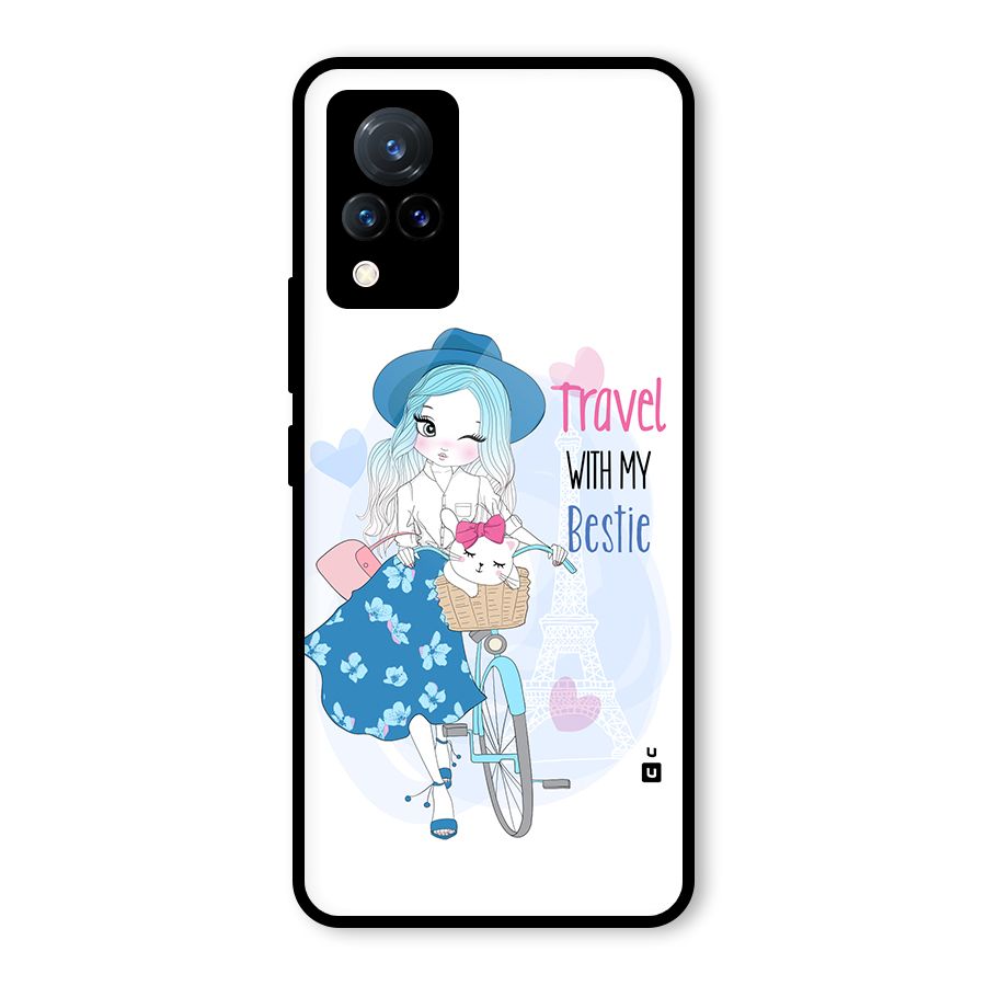 Travel With My Bestie Glass Back Case for Vivo V21 5G