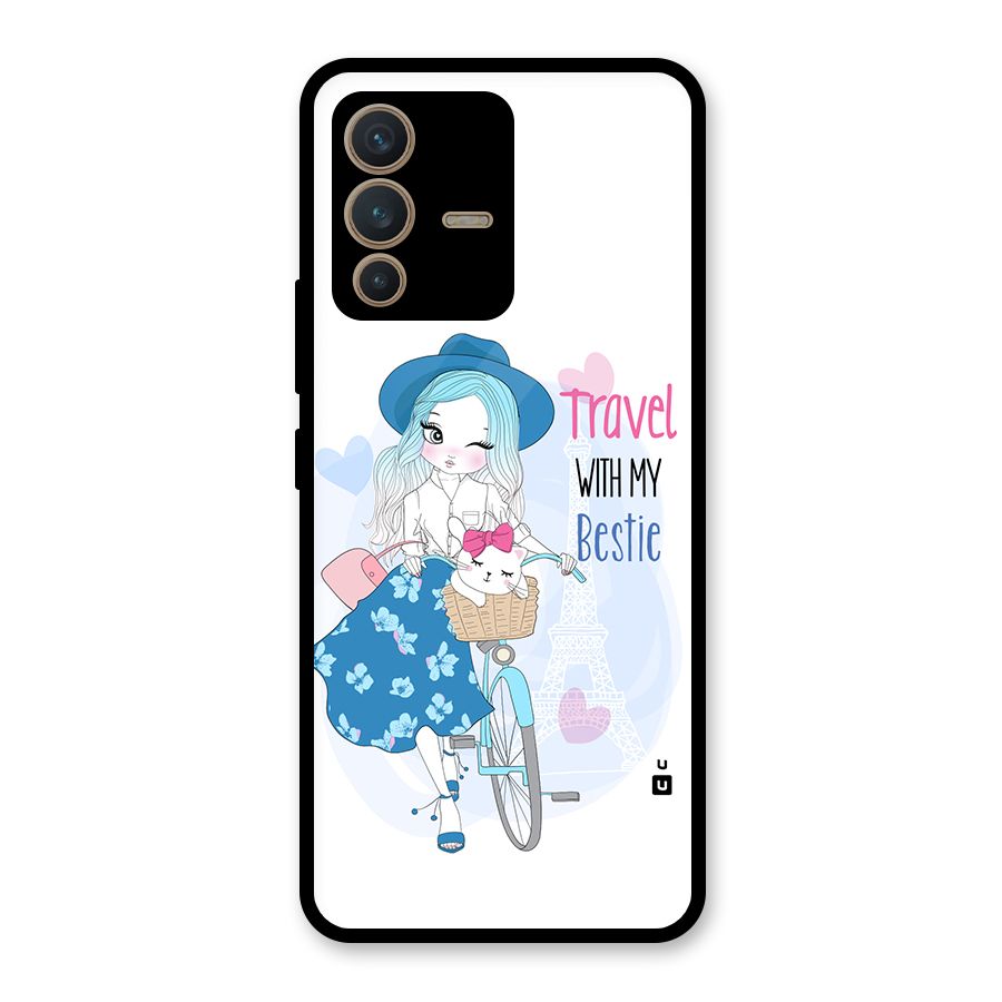 Travel With My Bestie Glass Back Case for Vivo V23 5G
