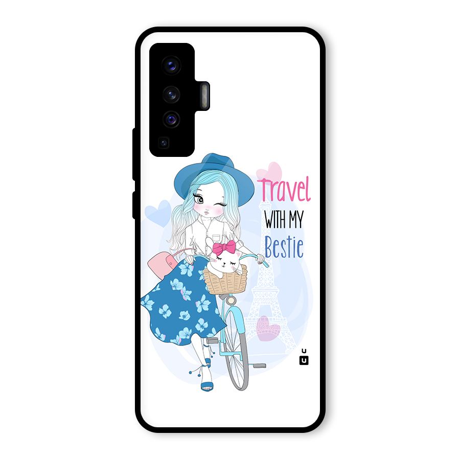 Travel With My Bestie Glass Back Case for Vivo X50