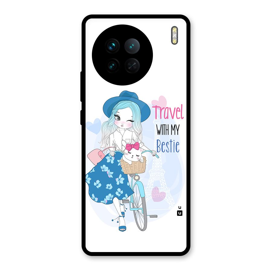 Travel With My Bestie Glass Back Case for Vivo X90