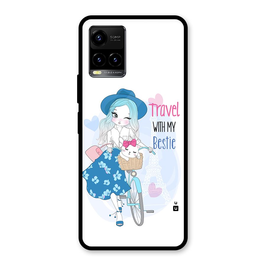 Travel With My Bestie Glass Back Case for Vivo Y21T