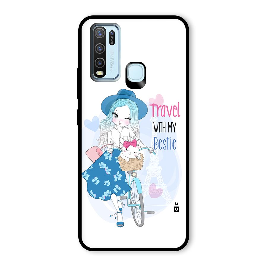Travel With My Bestie Glass Back Case for Vivo Y30