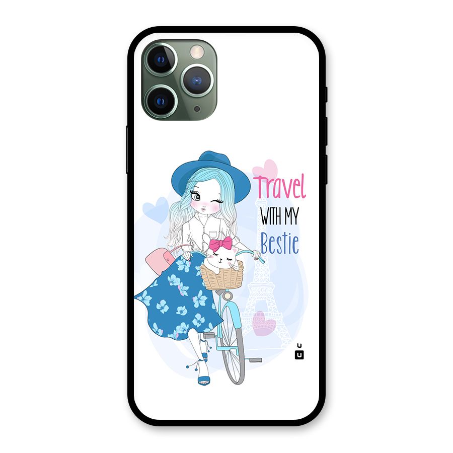 Travel With My Bestie Glass Back Case for iPhone 11 Pro