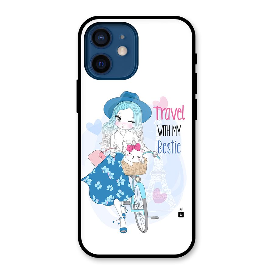 Travel With My Bestie Glass Back Case for iPhone 12 Mini