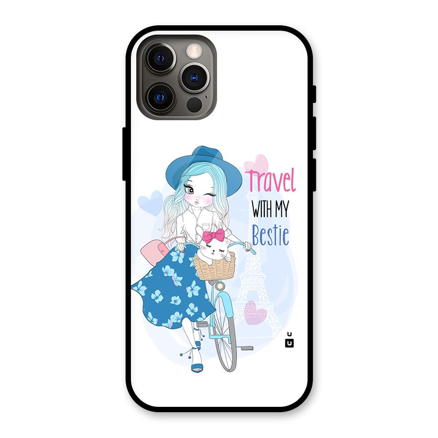 Travel With My Bestie Glass Back Case for iPhone 12 Pro