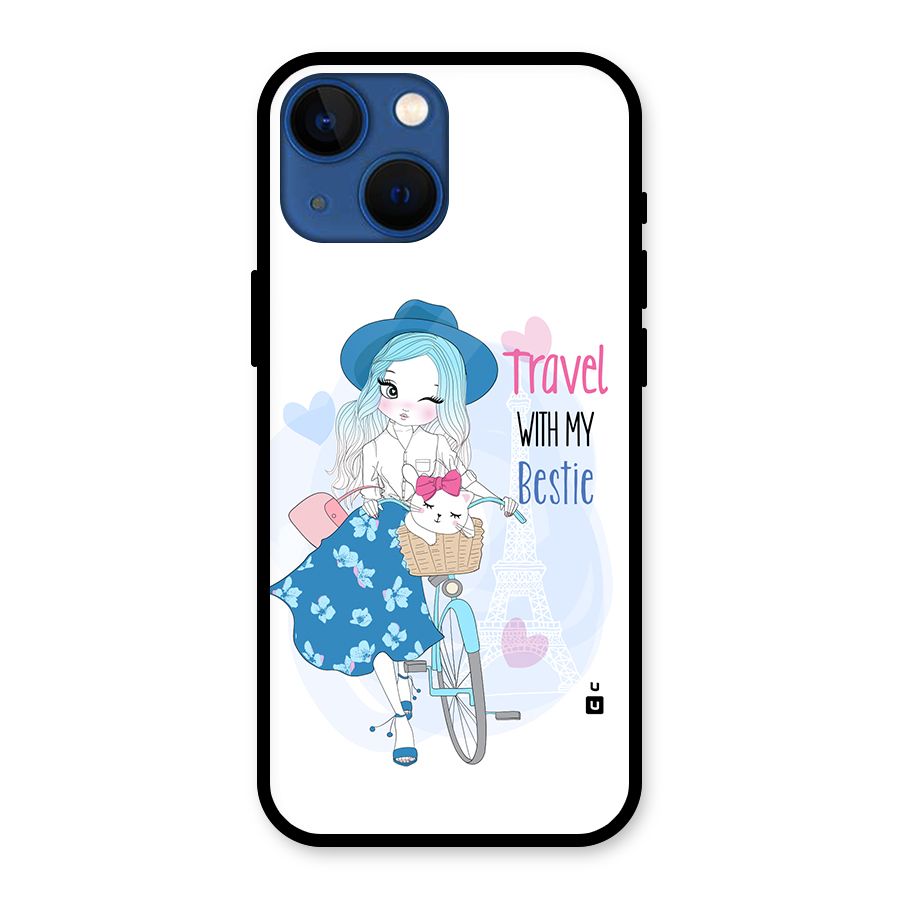 Travel With My Bestie Glass Back Case for iPhone 13 Mini