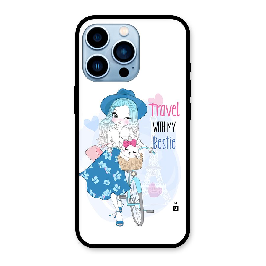 Travel With My Bestie Glass Back Case for iPhone 13 Pro