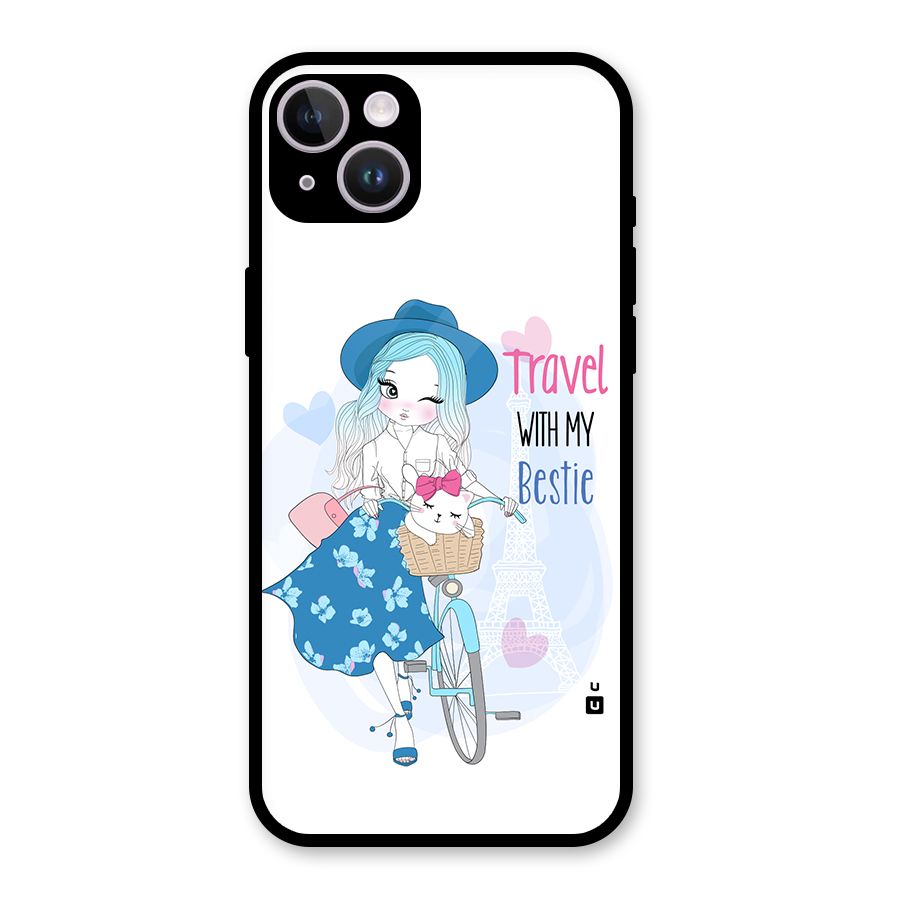 Travel With My Bestie Glass Back Case for iPhone 14 Plus