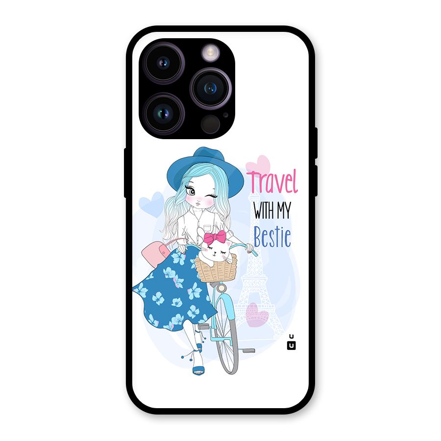 Travel With My Bestie Glass Back Case for iPhone 14 Pro