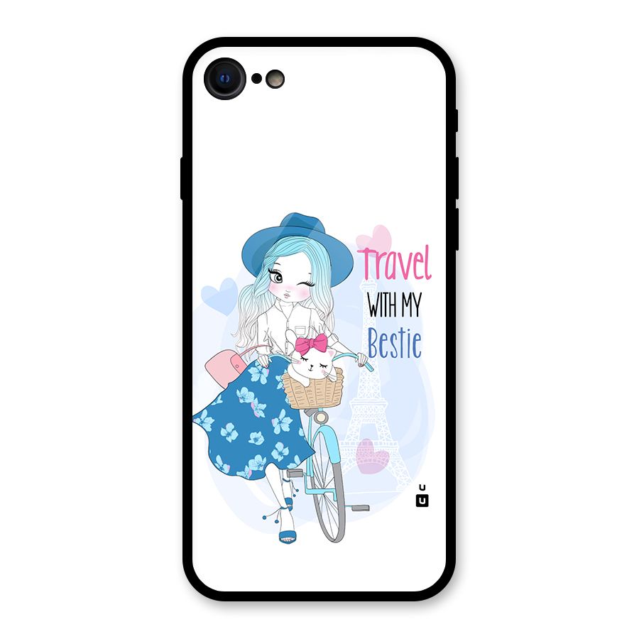Travel With My Bestie Glass Back Case for iPhone 7