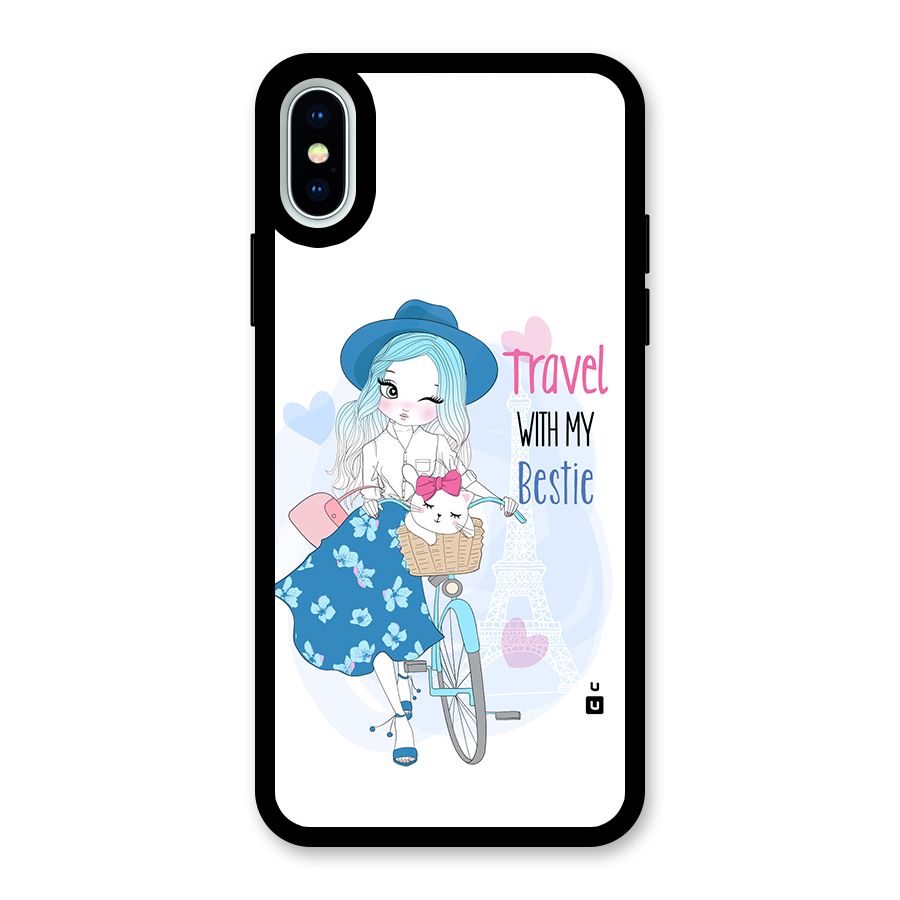 Travel With My Bestie Glass Back Case for iPhone XS