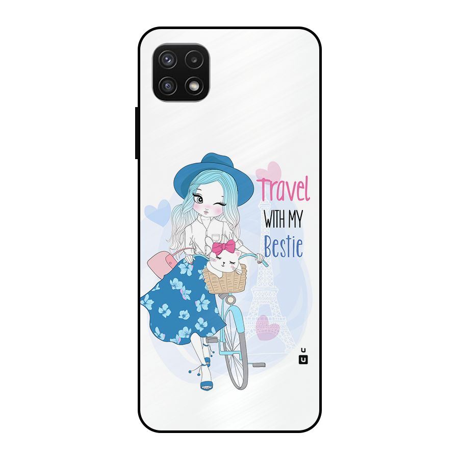 Travel With My Bestie Metal Back Case for Galaxy A22 5G