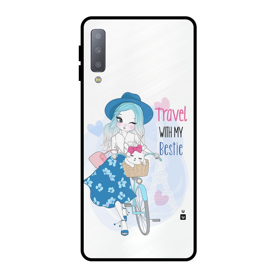 Travel With My Bestie Metal Back Case for Galaxy A7 (2018)