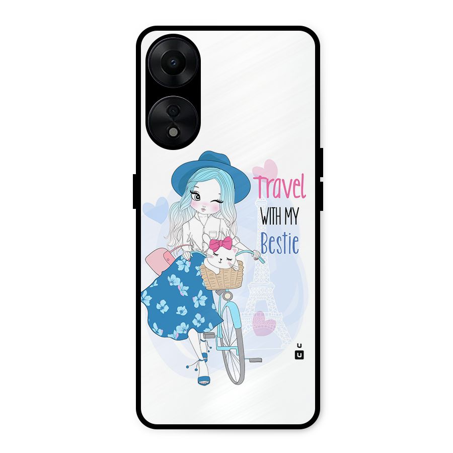 Travel With My Bestie Metal Back Case for Oppo A78 5G