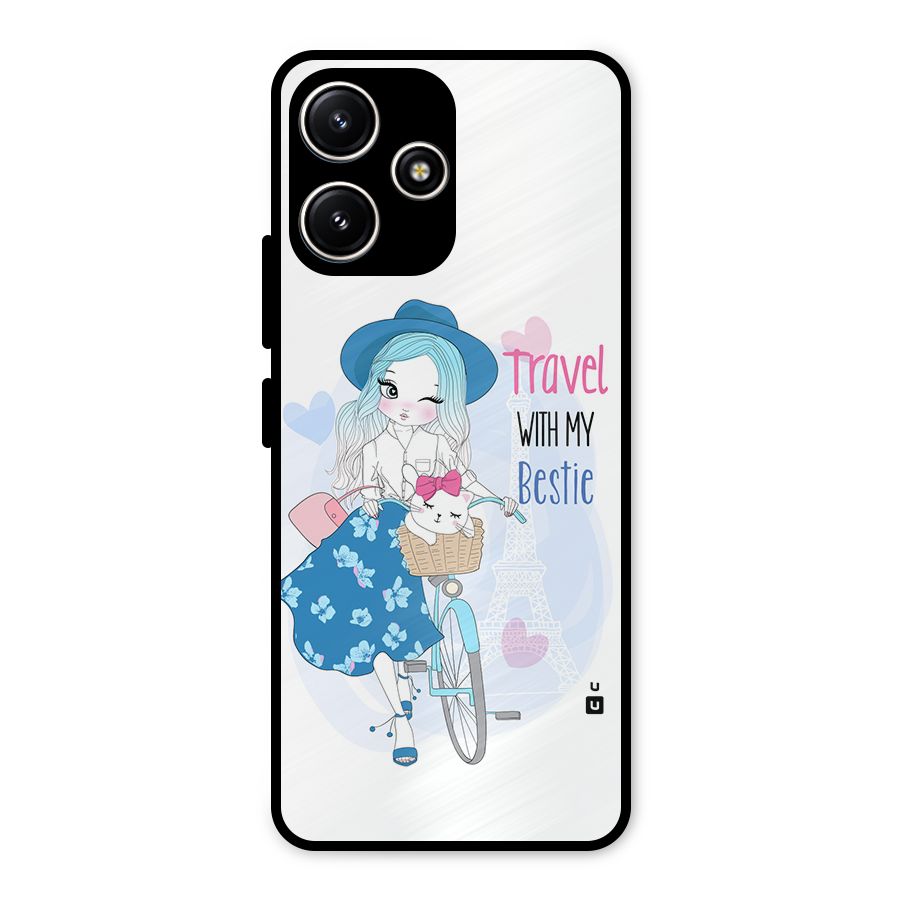 Travel With My Bestie Metal Back Case for Poco M6 Pro