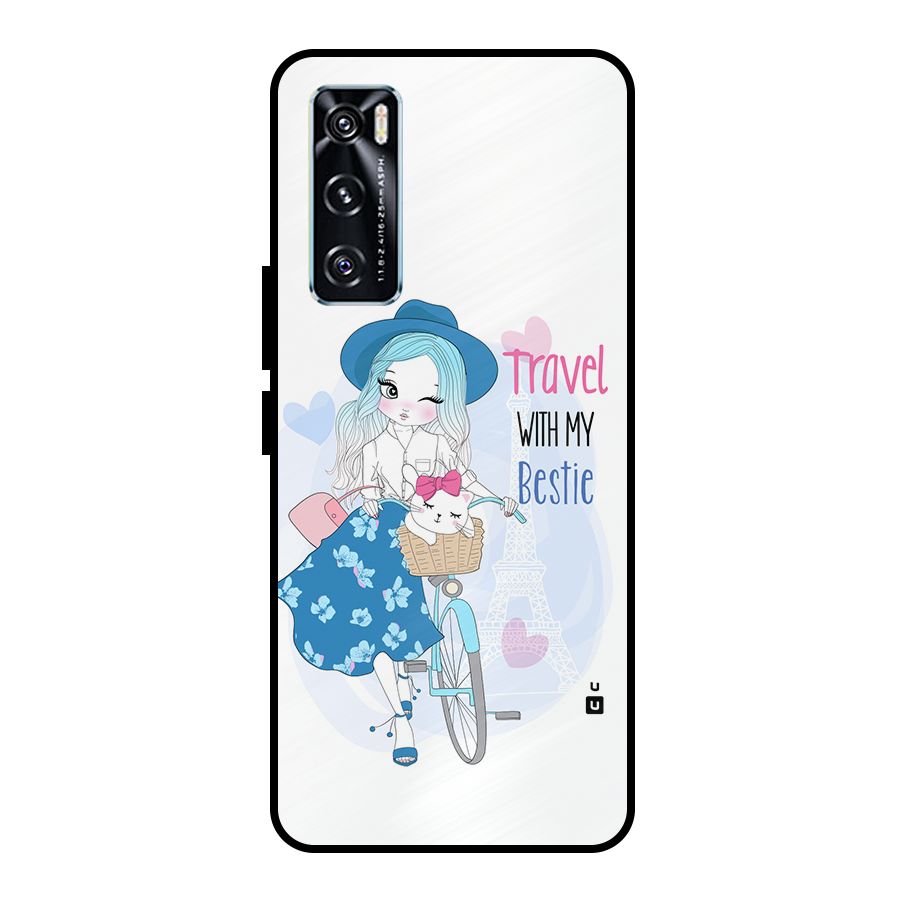 Travel With My Bestie Metal Back Case for Vivo V20 SE