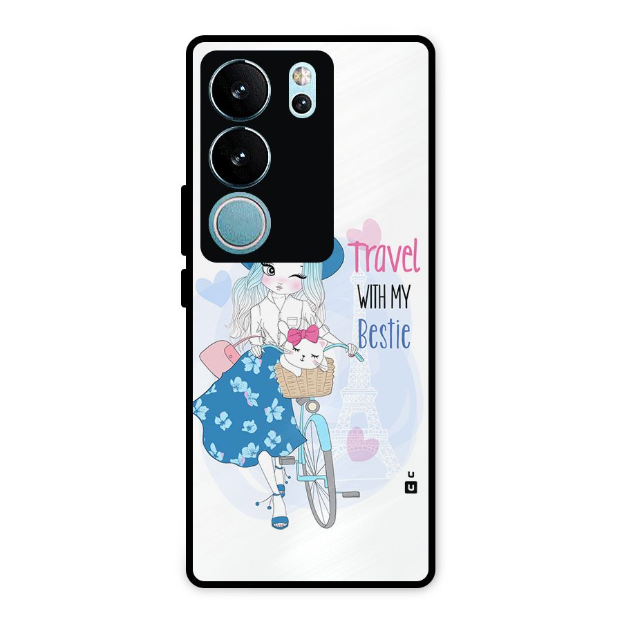 Travel With My Bestie Metal Back Case for Vivo V29 Pro