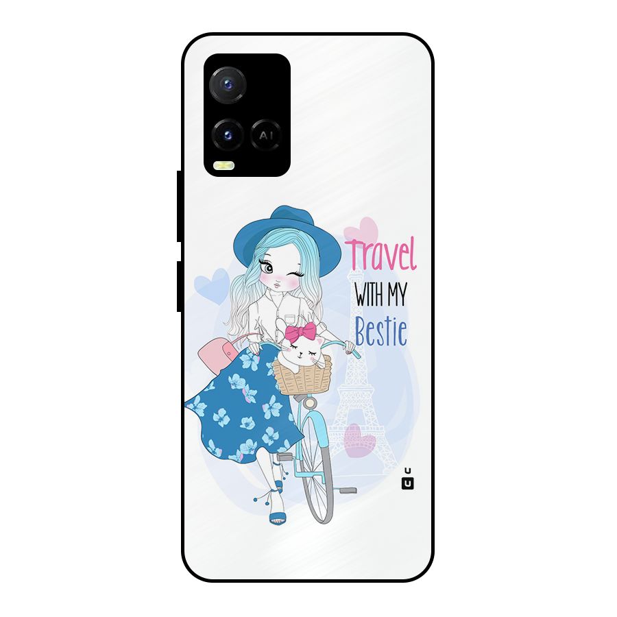 Travel With My Bestie Metal Back Case for Vivo Y21G