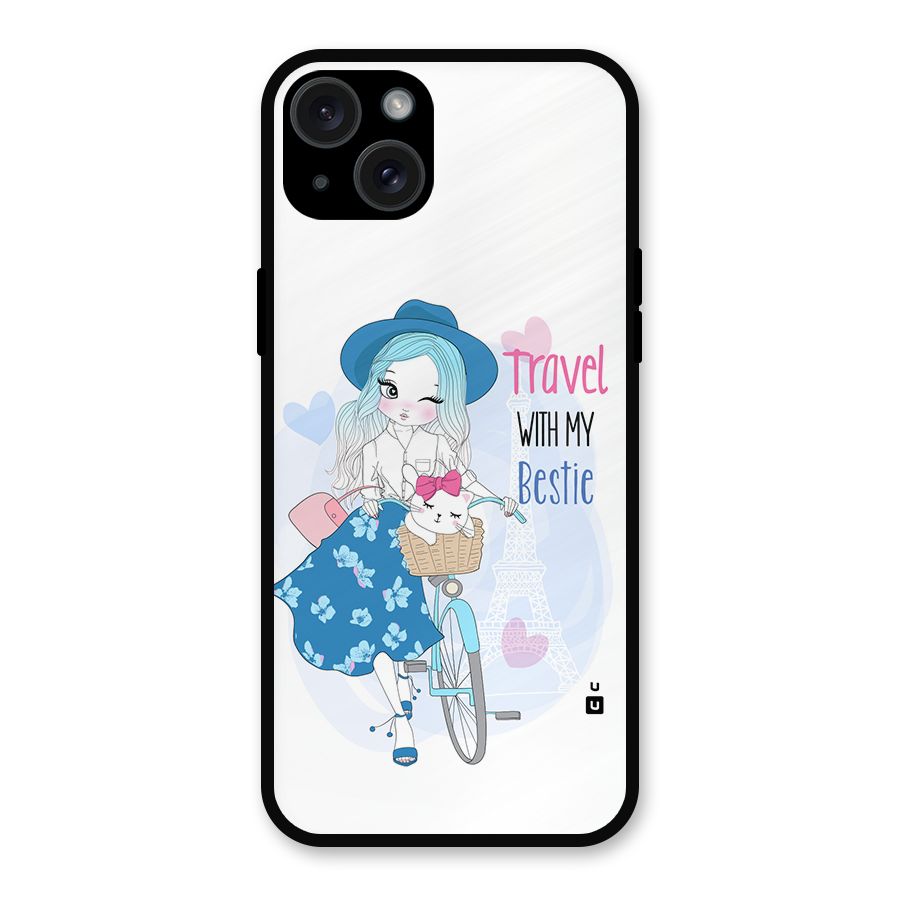 Travel With My Bestie Metal Back Case for iPhone 15 Plus