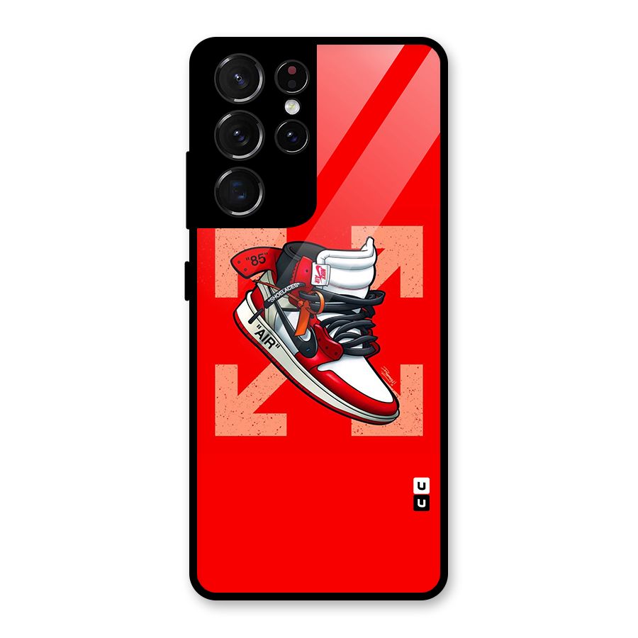 Trendy Air Shoes Glass Back Case for Galaxy S21 Ultra 5G