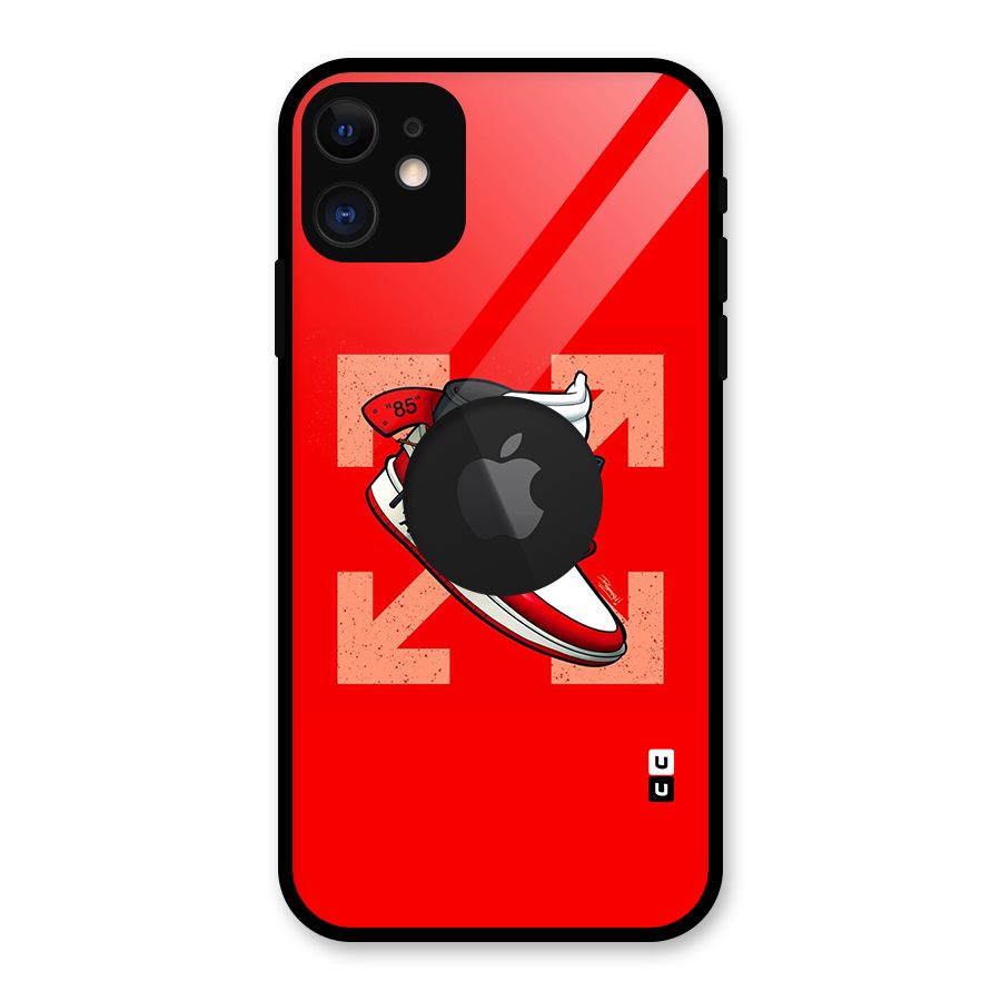 Trendy Air Shoes Glass Back Case for iPhone 11 Logo Cut