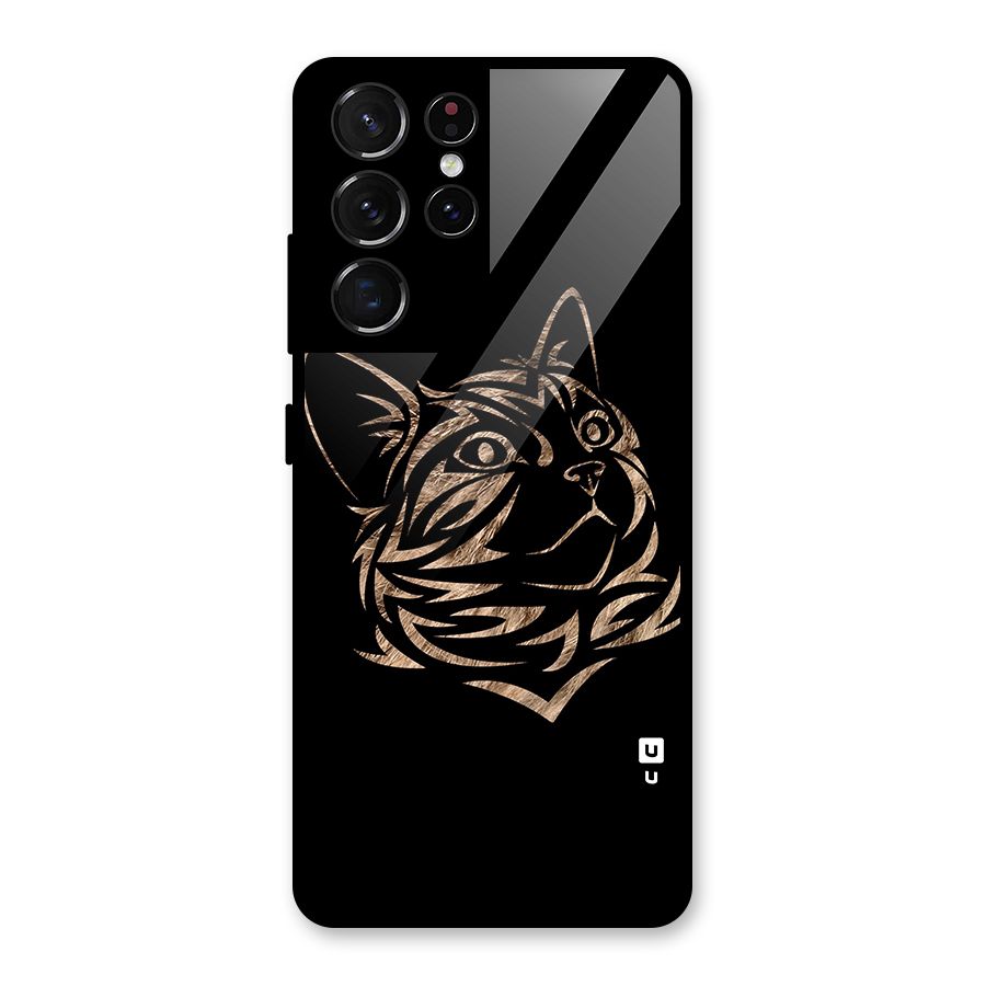 Tribal Cat Glass Back Case for Galaxy S21 Ultra 5G