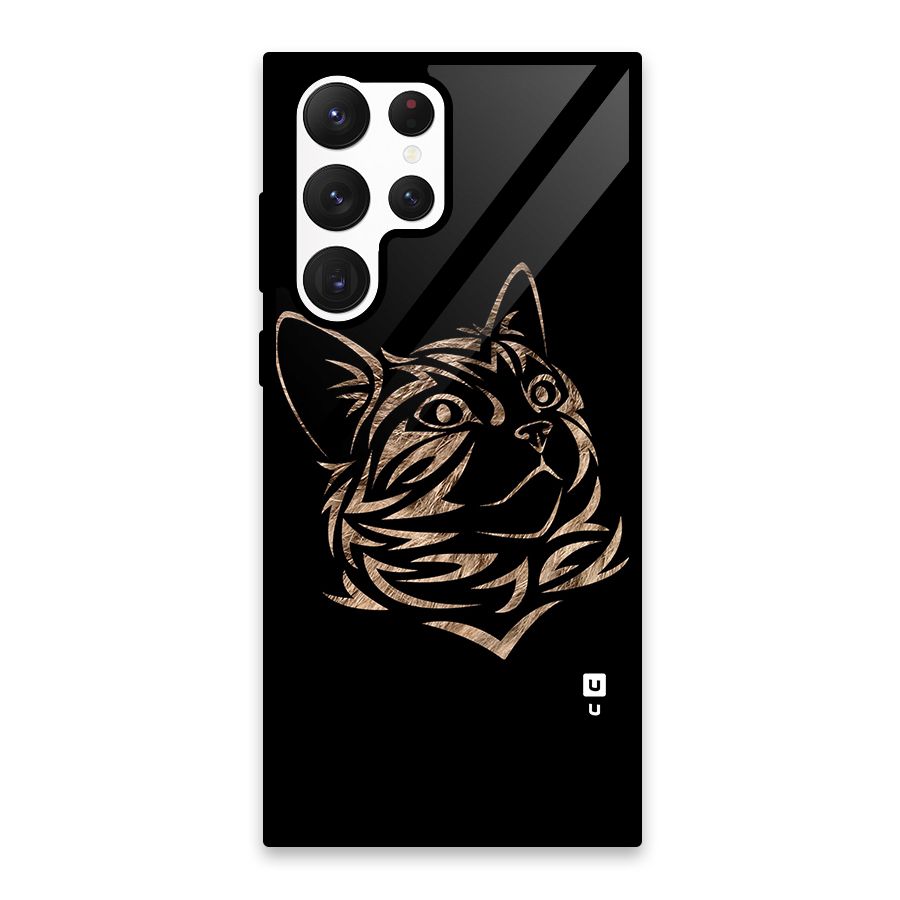 Tribal Cat Glass Back Case for Galaxy S22 Ultra 5G
