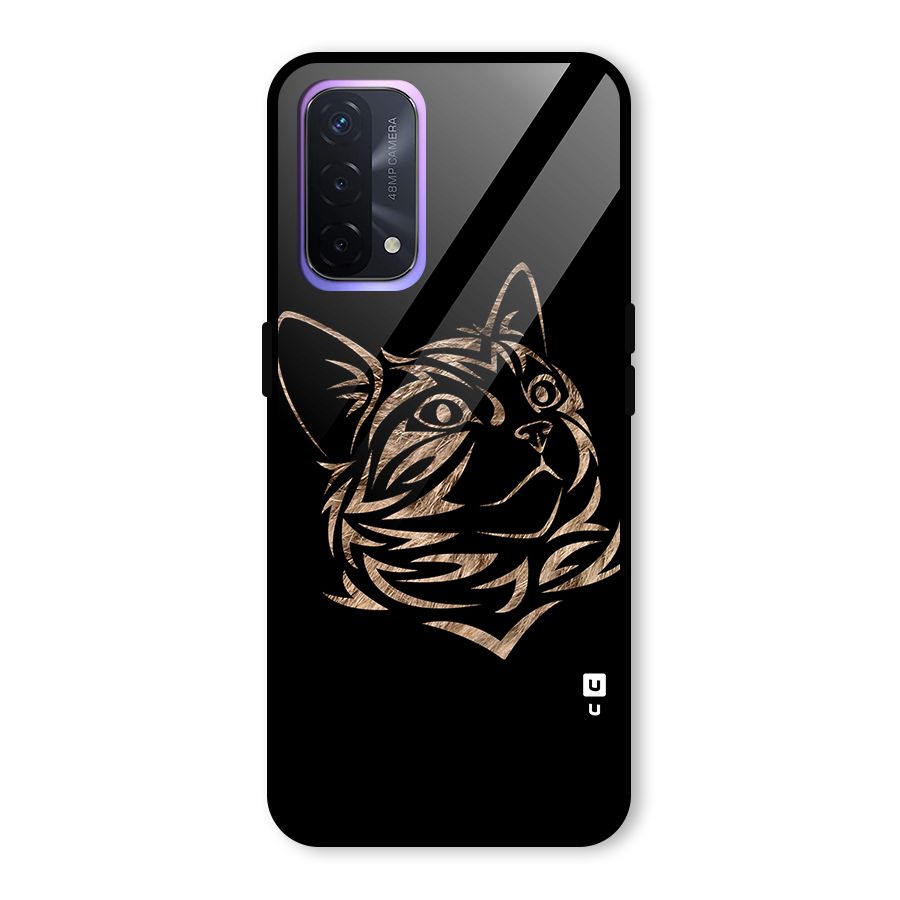 Tribal Cat Glass Back Case for Oppo A74 5G
