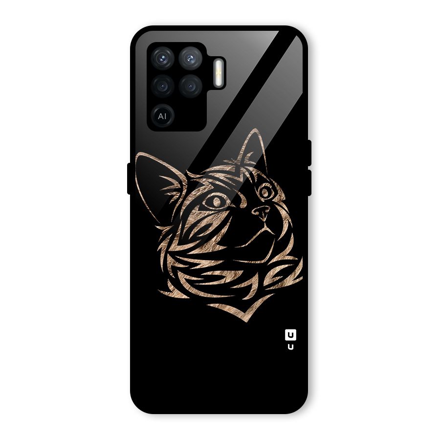 Tribal Cat Glass Back Case for Oppo F19 Pro