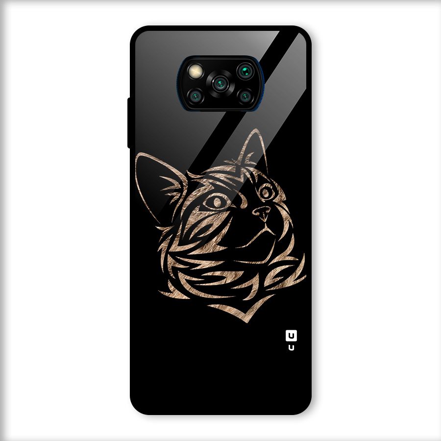 Tribal Cat Glass Back Case for Poco X3