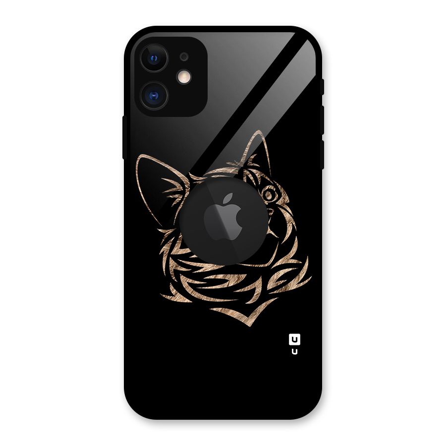 Tribal Cat Glass Back Case for iPhone 11 Logo Cut