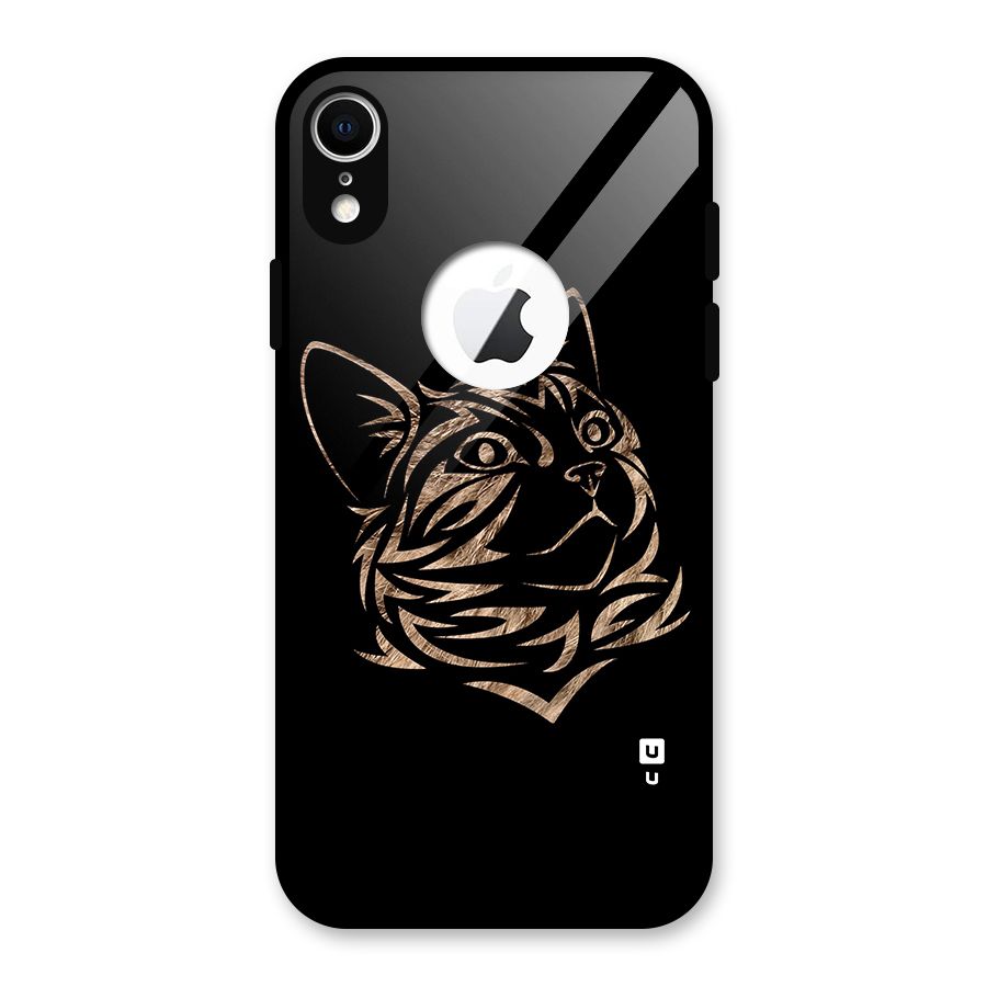 Tribal Cat Glass Back Case for iPhone XR Logo Cut