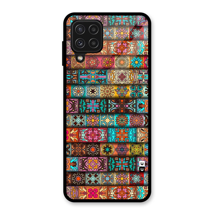 Tribal Seamless Pattern Vintage Decorative Glass Back Case for Galaxy A22 4G