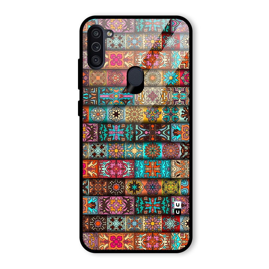 Tribal Seamless Pattern Vintage Decorative Glass Back Case for Galaxy M11