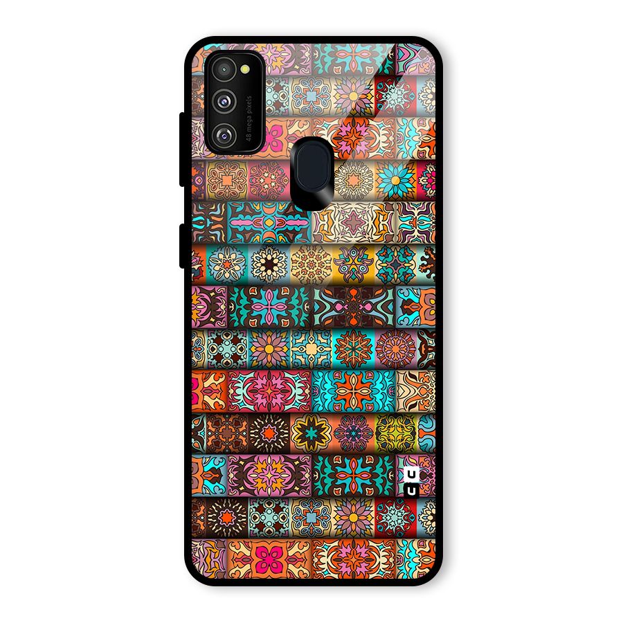 Tribal Seamless Pattern Vintage Decorative Glass Back Case for Galaxy M30s