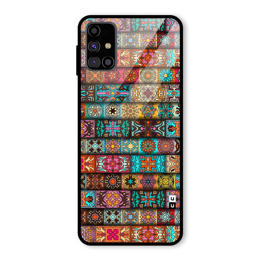 Tribal Seamless Pattern Vintage Decorative Glass Back Case for Galaxy M31s