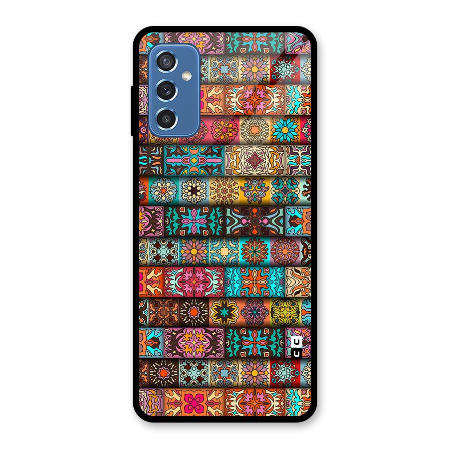 Tribal Seamless Pattern Vintage Decorative Glass Back Case for Galaxy M52 5G